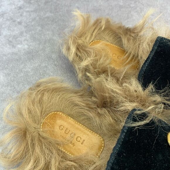 Gucci Horsebit Princetown Velvet Fur Slippers Loafers 36.5 - Picture 7 of 12
